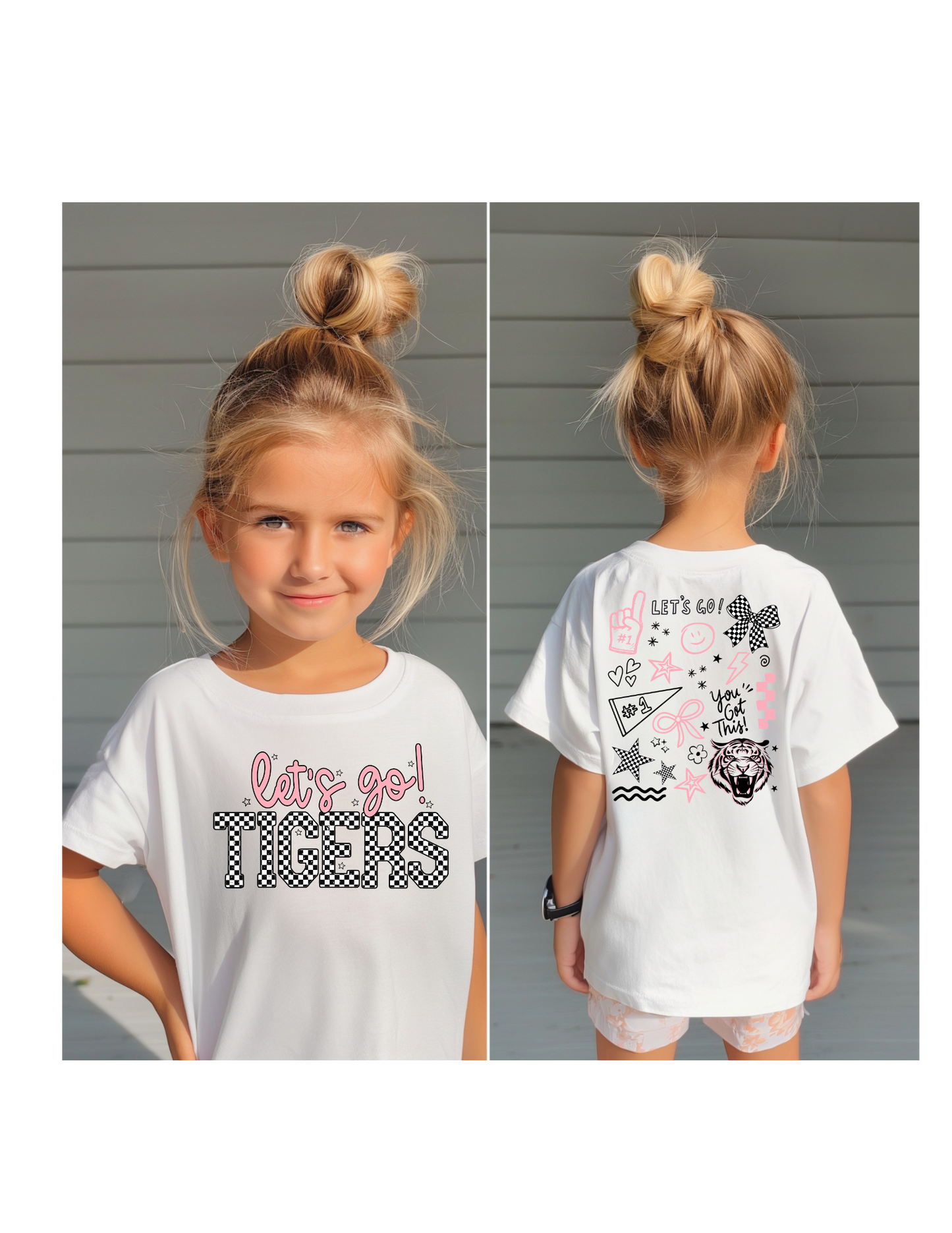 front/back let's go tigers youth tee