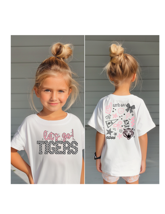 front/back let's go tigers youth tee