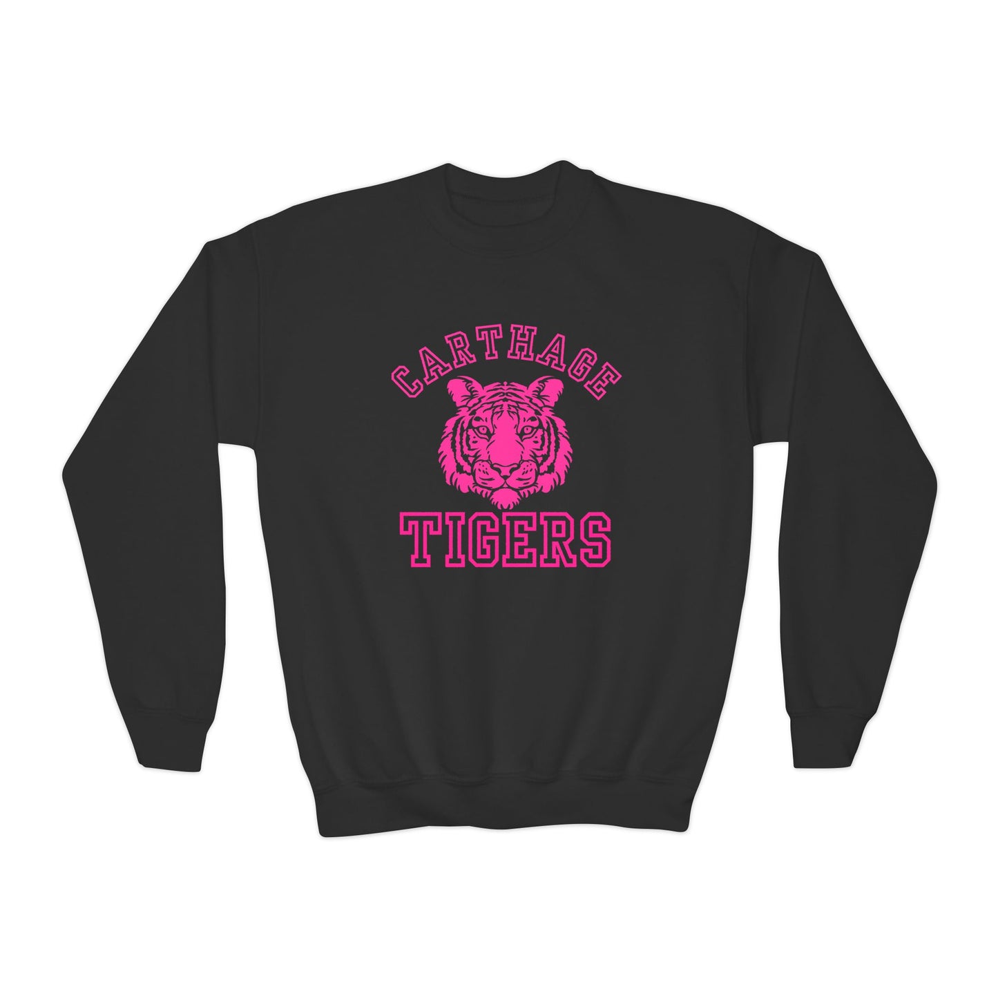 youth pink carthage tiger crewneck sweatshirt