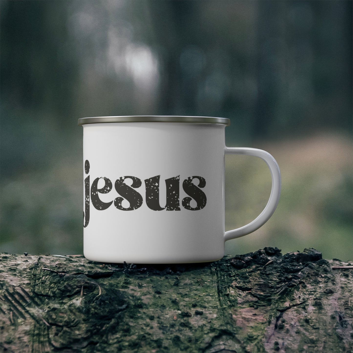 follow jesus camping mug