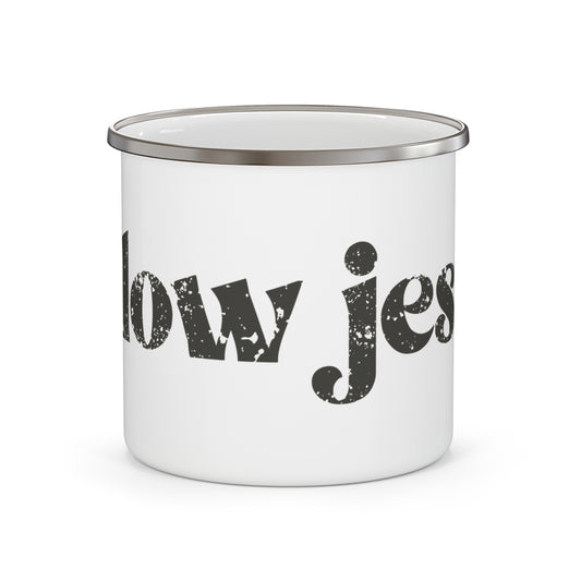 follow jesus camping mug