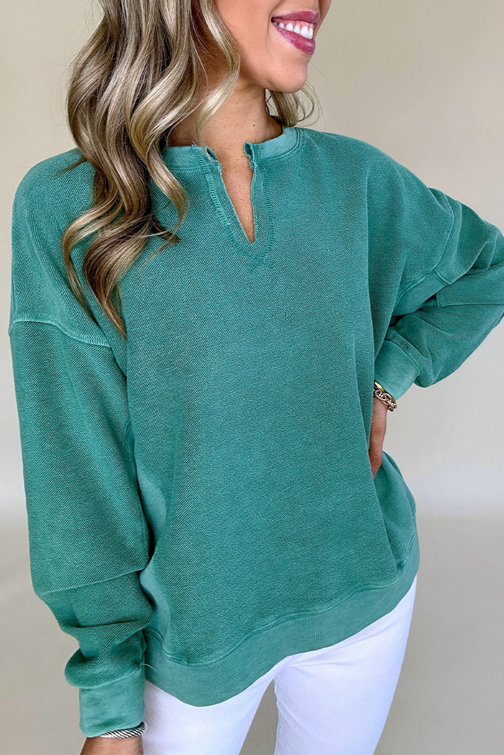 Seaside Soft Notch-Neck Sweatshirt