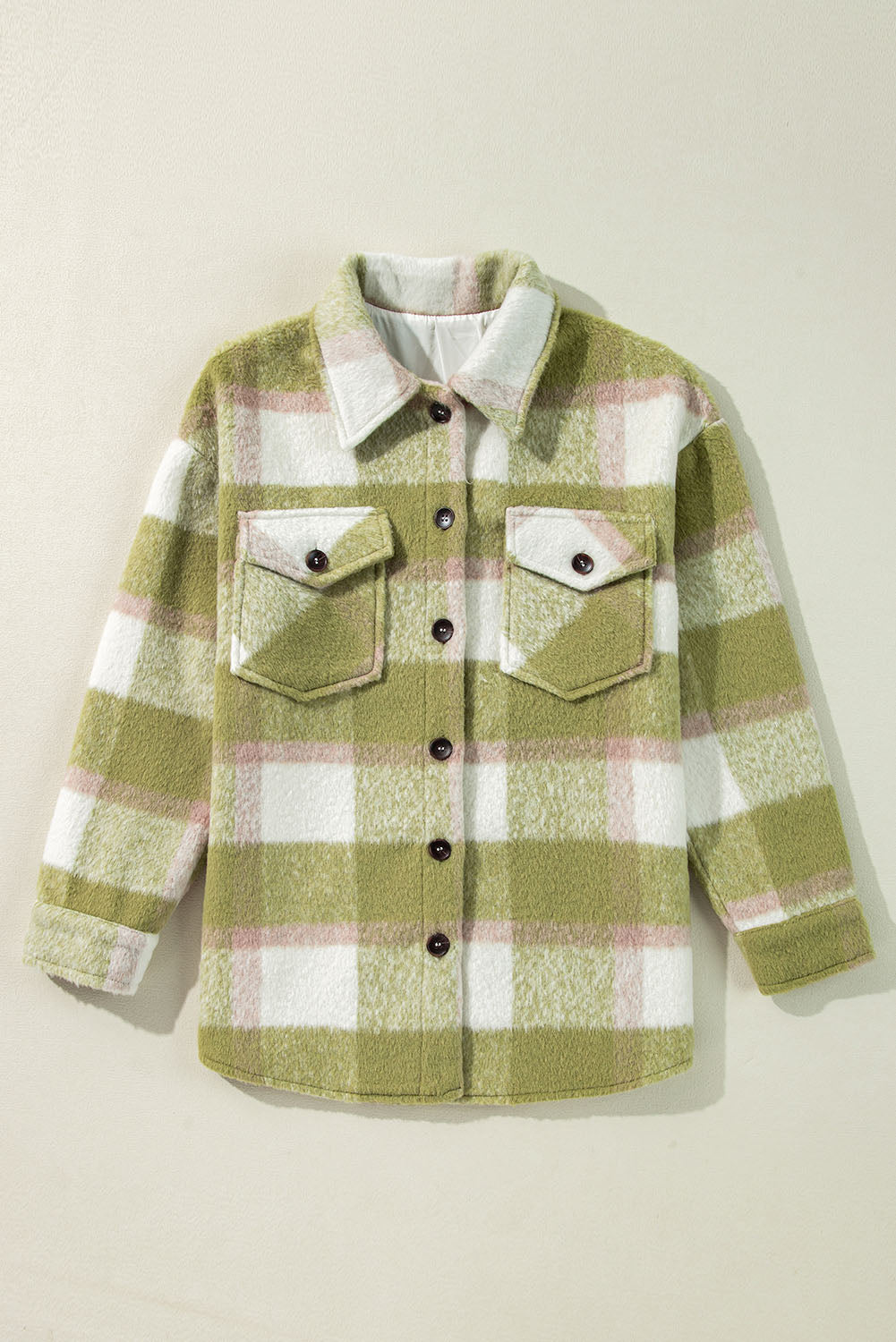 Sage Green Cozy Plaid Shacket Oversized