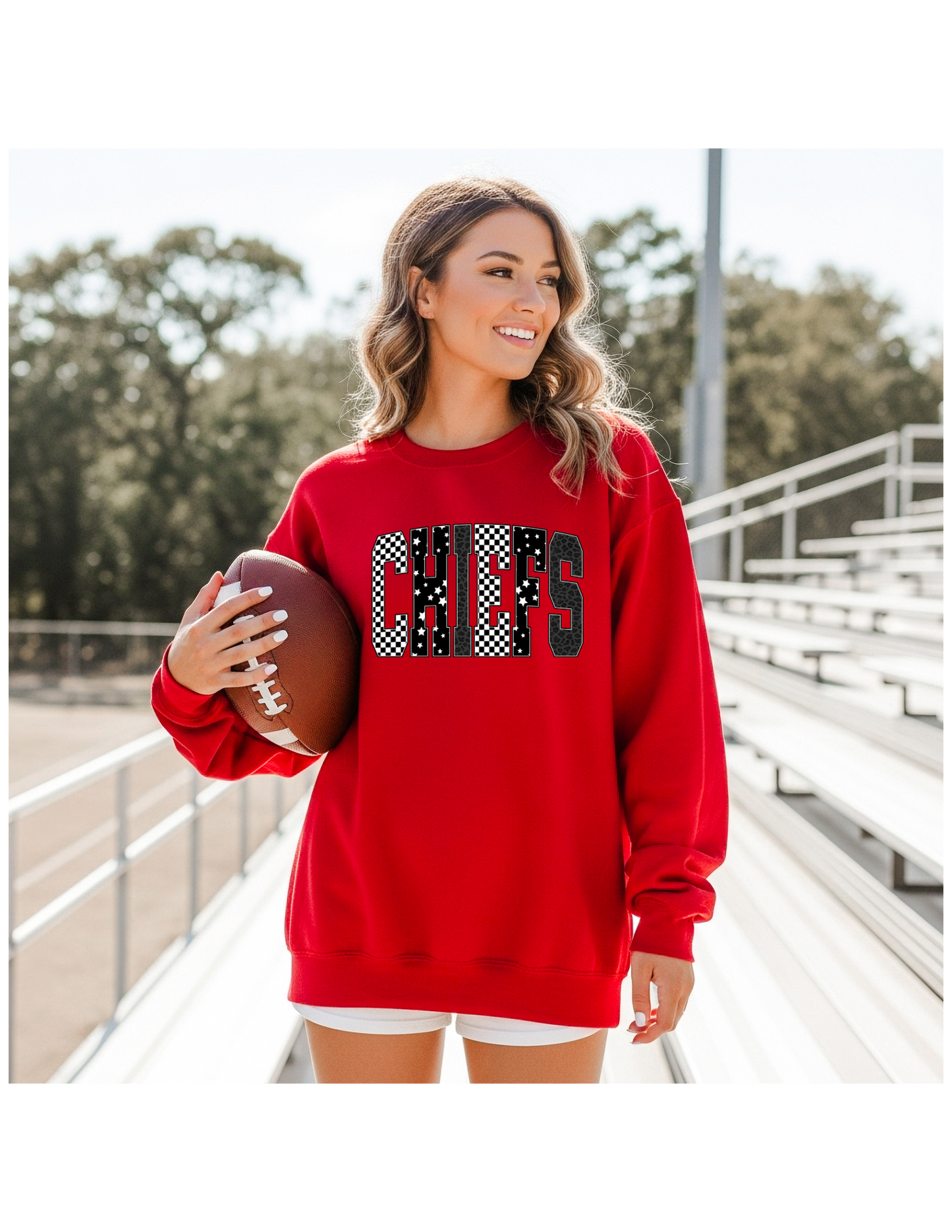 black and white chiefs crewneck sweatshirt