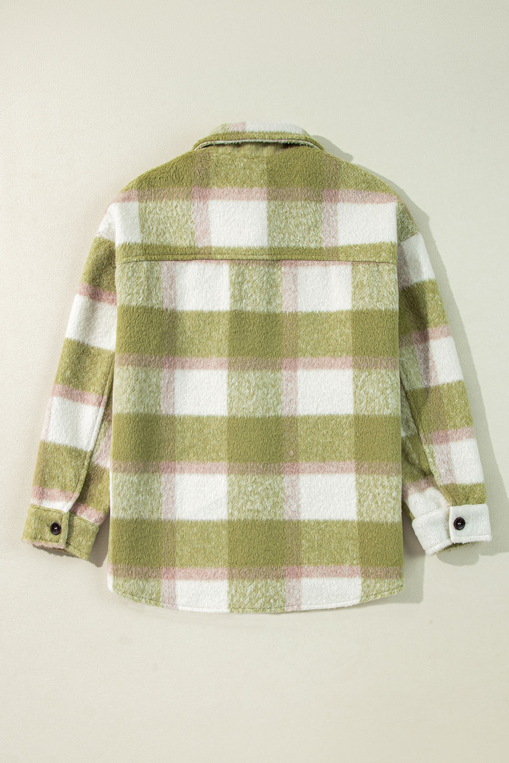 Sage Green Cozy Plaid Shacket Oversized