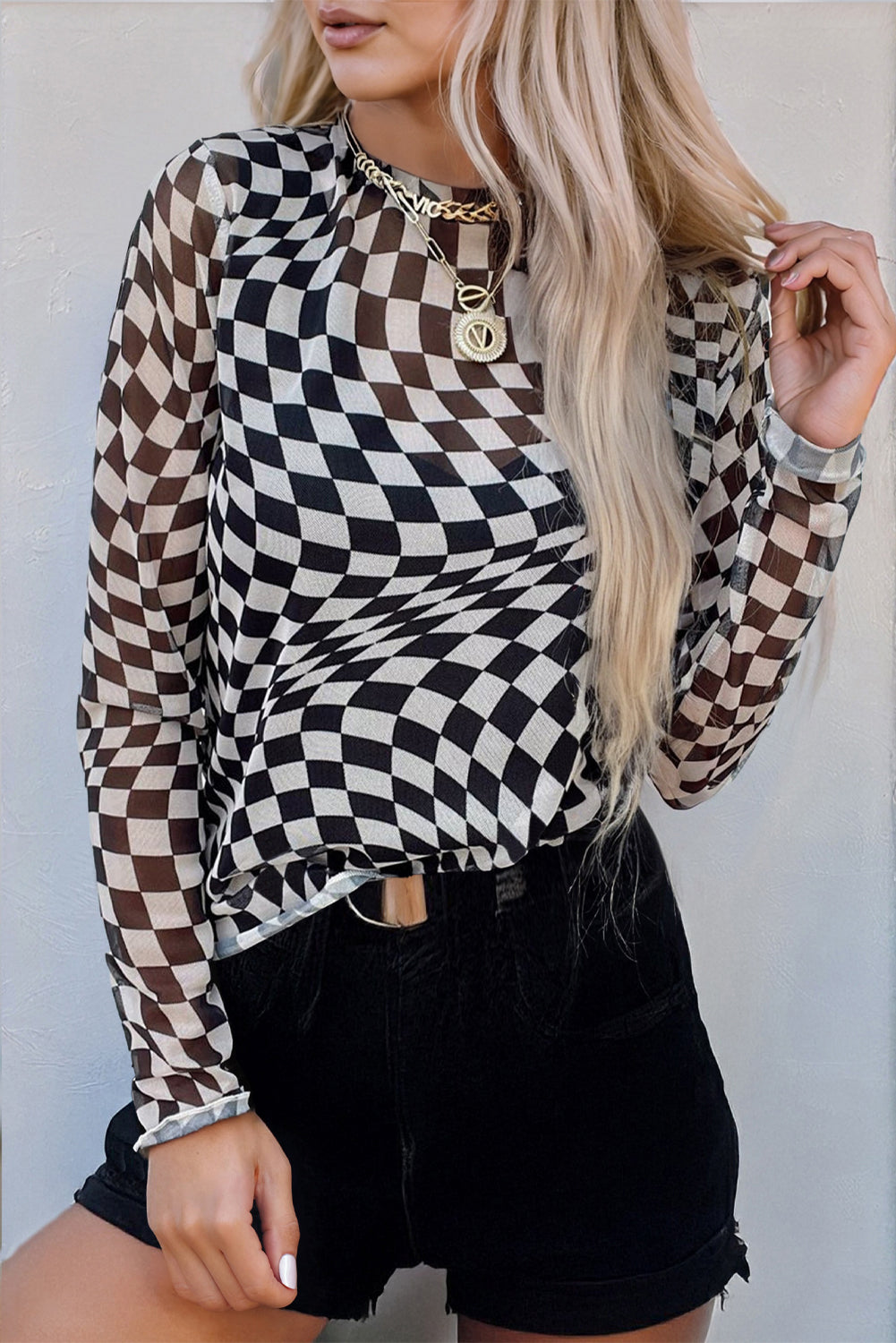 Matchmaker Checkered Mesh Top