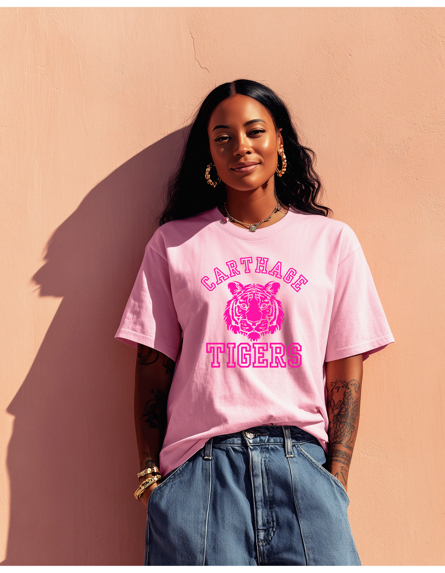 pink carthage tigers tee