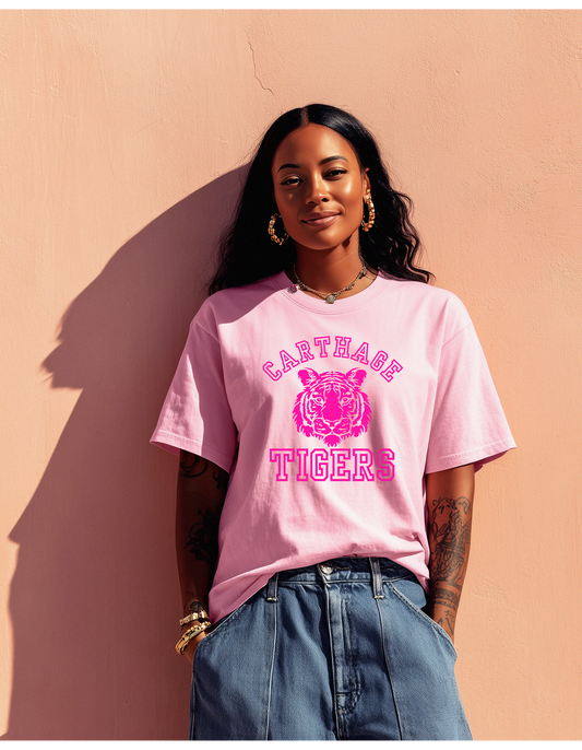 pink carthage tigers tee